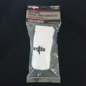 Striker - White Youth (Shoe Size 3-9) Sock Guards - 2 in 1 Shin Pads - Soccer